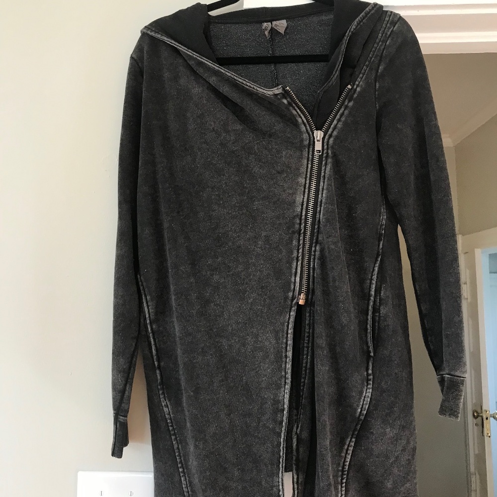 Gray Moto Zip Up Hoodie